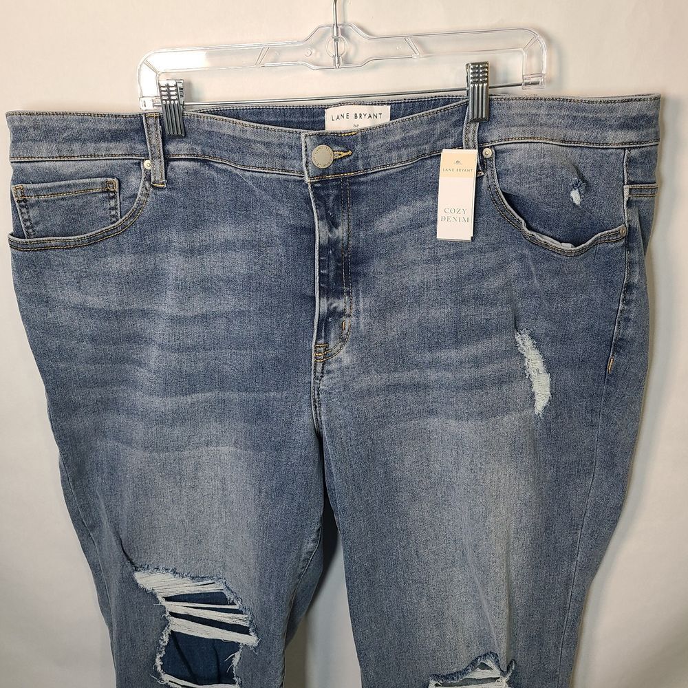 Lane Bryant Jeans Womens Sz 26P Stretch Lt‎ Wash Blue Boot Distressed Chic Denim - Picture 4 of 13